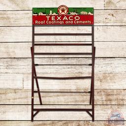 1936 Scarce Texaco Roof Coatings and Cements Graphic Display with Single Sided Tin Sign "Black T"