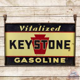 Keystone Vitalized Gasoline 5' Double Sided Porcelain Sign w/ Frame "Minor"