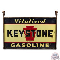 Keystone Vitalized Gasoline 5' Double Sided Porcelain Sign w/ Frame "Minor"