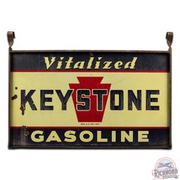Keystone Vitalized Gasoline 5' Double Sided Porcelain Sign w/ Frame "Minor"