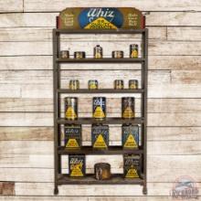 Whiz 98 Quality Products Advertising Display Rack w/ 18 Metal Cans