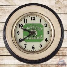 Early Quaker State Oils & Greases Advertising Clock w/ Tire & William Penn