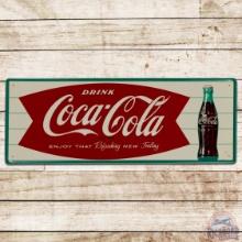 Fantastic Drink Coca Cola Refreshing New Feeling w/ Bottle & Fishtail Logo Tin Sign