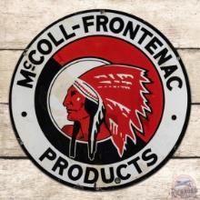 Scarce McColl-Frontenac Red Indian Products 24" Single Sided Porcelain Sign w/ Native American