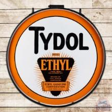Tydol Ethyl Gasoline 30" Double Sided Porcelain Logo Sign w/ Ring