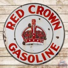 Red Crown Gasoline 42" Single Sided Porcelain Sign w/ Logo