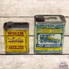 Group of 2 Whiz Auto Top Dressing Metal Quart & Pint Cans