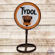 Tydol Ethyl Gasoline 30" Double Sided Porcelain Curb Sign w/ Logo