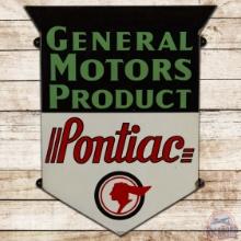 Rare General Motors Products Pontiac Die Cut Single Sided Porcelain Shield Sign