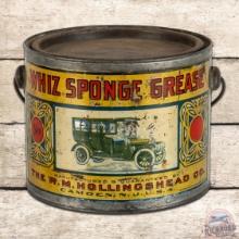 Whiz Sponge Grease Metal Grease Can w/ Early Automobile