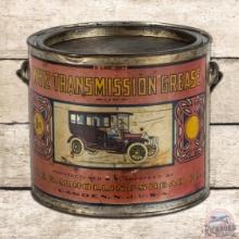 Whiz Transmission Grease Metal Can w/ Early Automobile