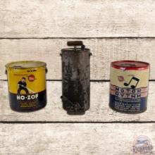 Group of 3 Whiz Cans Five Gallons & Grease Pump