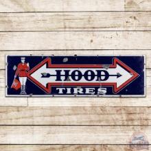 Hood Tires 5' Single Sided Porcelain Sign w/ Flag Man "Bowtie" Logo