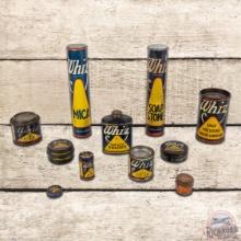 Group of 11 Early Whiz Automotive Grease Lubricant Cans