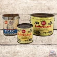 Group of 3 Whiz Metal Advertising Buckets Farm Lubricant & Dip-Zof