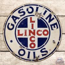 Linco Gasoline Oils 24" Double Sided Porcelain Sign