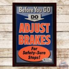 Chevrolet "Adjust Brakes" For Safety-Sure Stops GM Guardian Maintenance Advertising Poster Sign
