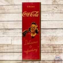 Drink Coca Cola "Delicious & Refreshing" SS Masonite Sign w/ Lady & Bottle