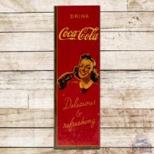 Drink Coca Cola "Delicious & Refreshing" SS Masonite Sign w/ Lady & Bottle