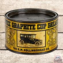 Whiz Graphite Cup Grease Metal Advertising Can w/ Early Automobile