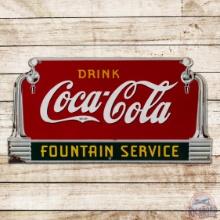 1939 Drink Coca Cola Fountain Service Die Cut Single Sided Porcelain Sign