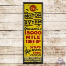 Whiz Motor Rhythm "Stops Bucking Ends Knocking" Framed Single Sided Tin Sign
