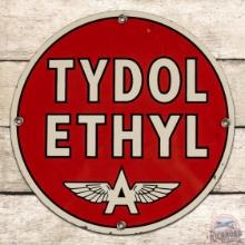 Tydol Ethyl Gasoline Single Sided Porcelain Pump Plate Logo Sign