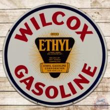 Rare Wilcox Ethyl Gasoline 30" Double Sided Porcelain Sign w/ logo