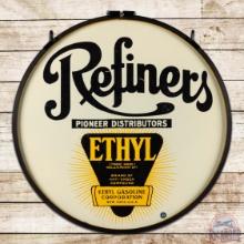 Refiners Ethyl Gasoline 30" Double Sided Porcelain Logo Sign w/ Ring