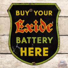 Rare Buy Your Exide Battery Here Die Cut Single Sided Porcelain Shield Sign