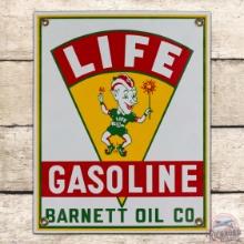 Outstanding Life Gasoline Single Sided Porcelain Pump Plate Sign w/ Elf