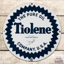 Incredible 1930s Tiolene "Aviation Quality" The Pure Oil Company Single Sided Porcelain Sign