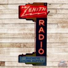 Amazing Zenith Radios 9' Factory Double Sided Porcelain Neon Sign