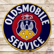 Superb Oldsmobile Service 42" Double Sided Porcelain Sign w/ Crest Logo