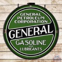 Stellar General Gasoline and Lubricants 30" Double Sided Porcelain Sign w/ Ring