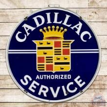 Cadillac Authorized Service 42" Double Sided Porcelain Sign w/ Ring