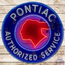Pontiac Authorized Service 42' Single Sided Porcelain Neon Sign "Chopped Feather"