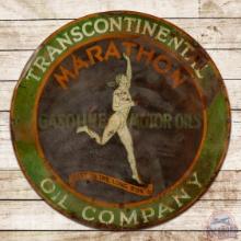 Rare Marathon Transcontinental Motor Oils 30" Double Sided Tin Sign w/ Running Man