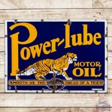 Power-Lube Motor Oil "Smooth as the Tread of a Tiger" Double Sided Porcelain Sign