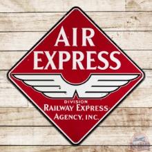 Scarce Railway Express Agency "Air Express" 49" Single Sided Porcelain Aviation Sign w/ Wings