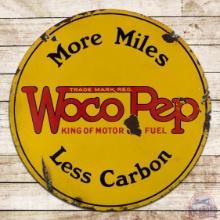 WocoPep "King of Motor Fuel" More Miles Less Carbon 25" Double Sided Porcelain Sign