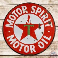 Texaco Motor Spirit Motor Oil 36" Double Sided Porcelain Sign