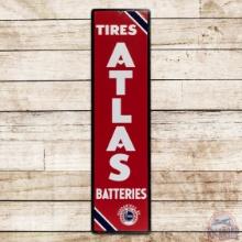Fantastic Standard Oil Co. Atlas Tires and Batteries Vertical Single Sided Porcelain Sign w/ Logo