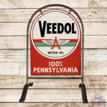 Veedol 100% Pennsylvania Motor Oil Double Sided Tin Tombstone Curb Sign
