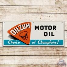 Fantastic 1960 Oilzum Motor Oil "Choice of Champions" Single Sided Tin Sign w/ Logo