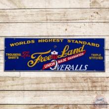 Free Land Union Made Overalls Single Sided Porcelain Sign w/ Logo