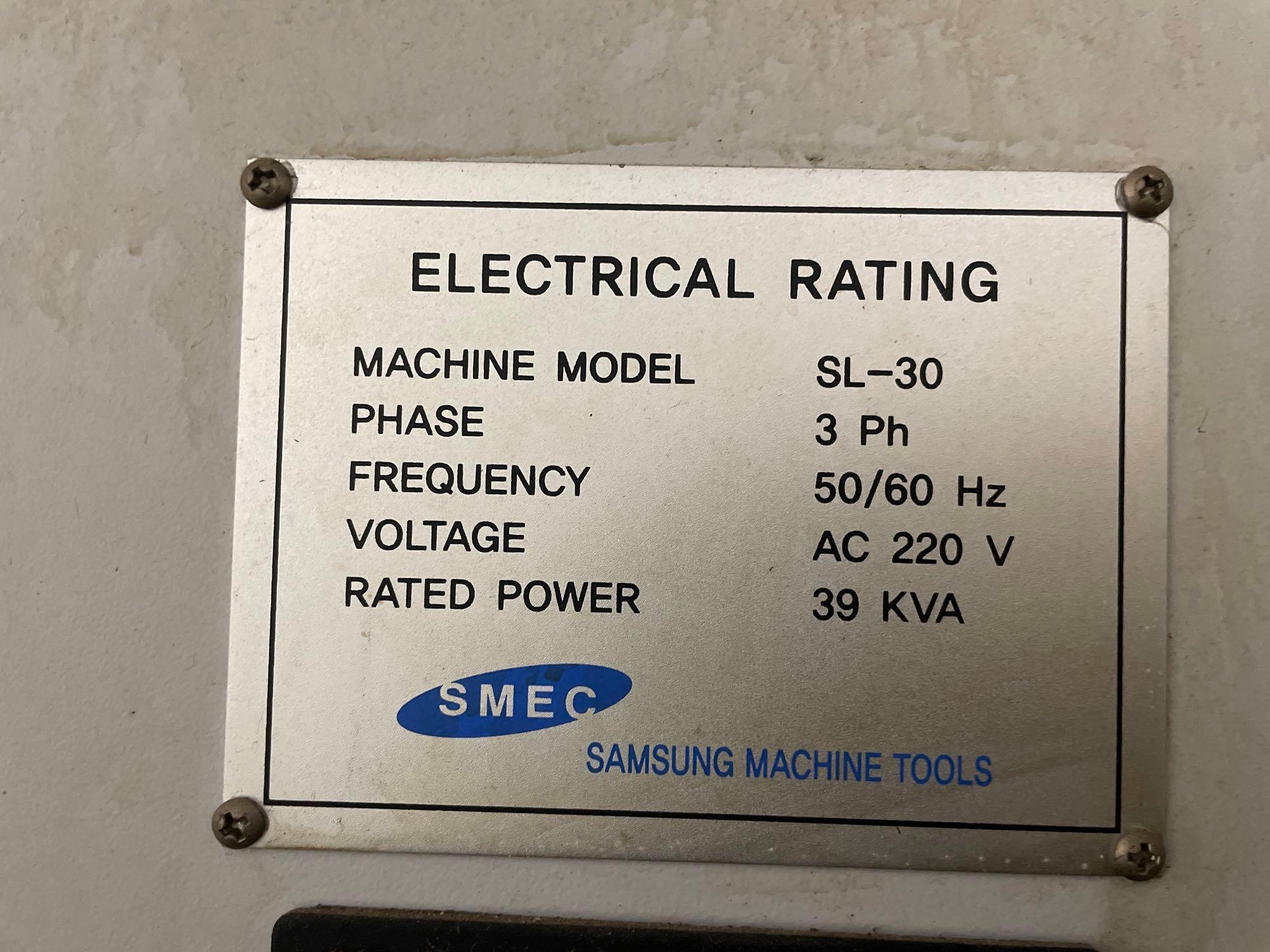 2011, Samsung SMEC SL 30 CNC Lathe, S/N 11A300058