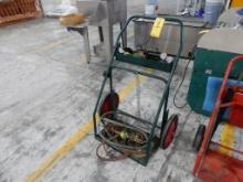 GREEN TORCH CART W/TORCH, GAUGES, HOSE, ACCESS.