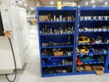 BLUE SHELF W/CAT 40 TOOL HOLDERS, MISC. TOOLING, ETC.