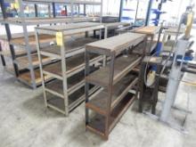 LOT (~6) MISC. SMALL WELDED SHELVES W/WOOD DECKING